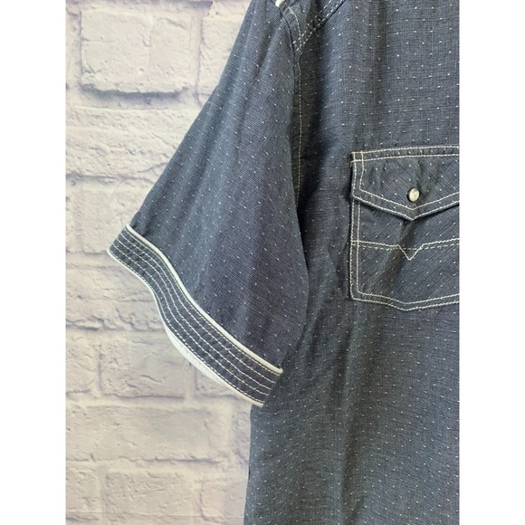 BKE Men's Standard Fit Pearl Snap XL Short Sleeve Shirt Pockets Blue Gray - Picture 2 of 11
